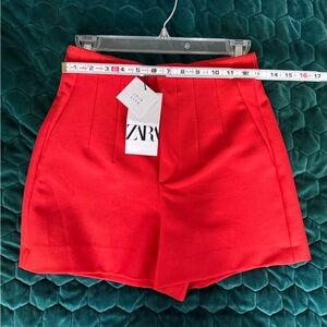 Zara High-Waist Red Shorts